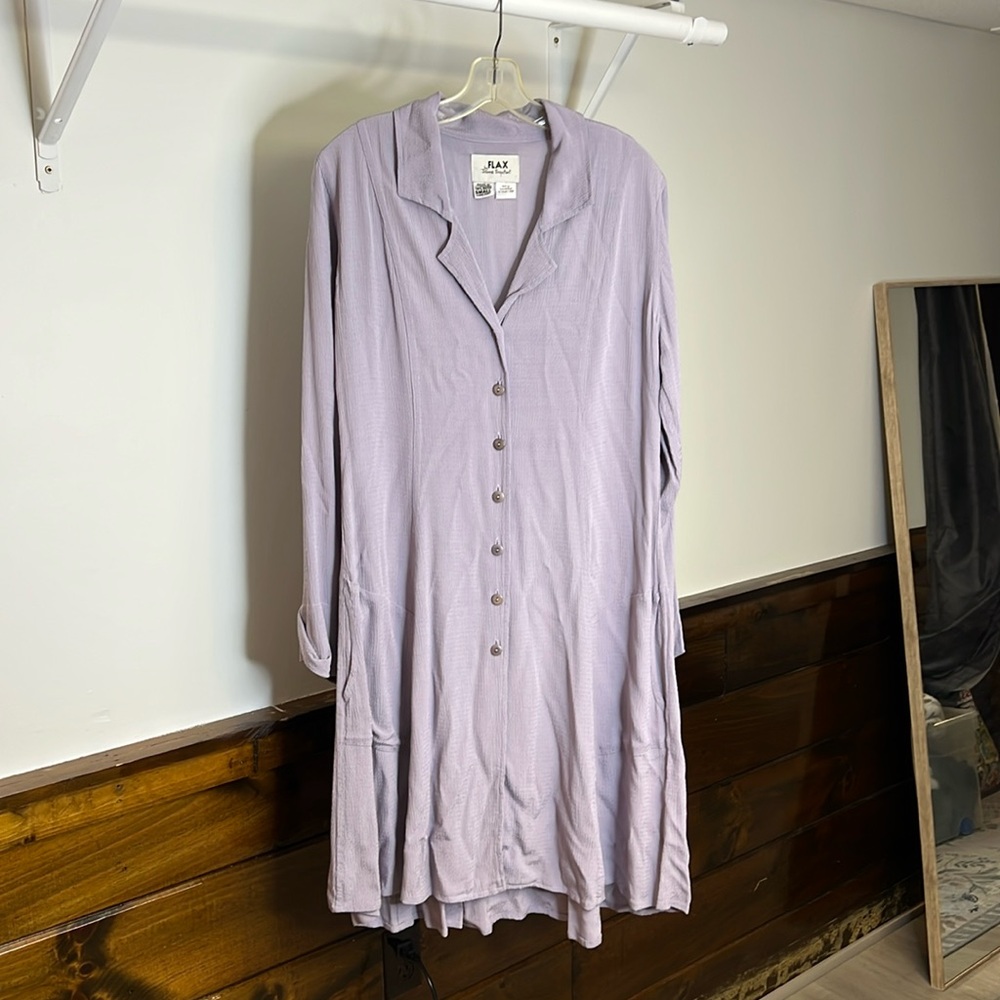 Flax Lavender‎ Purple Button Down Dress- S